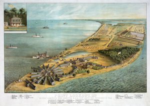 Point Lookout，MD  - 哈蒙德综合医院和美国战俘总站的视图，酒吧。 1864年 作者 美国学校