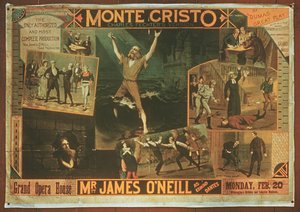 海报广告James Oneill先生饰演Edmond Dantes，在查尔斯·菲希特（Charles Fichter）版的“基督山伯爵”（The Count of Monte Cristo）中