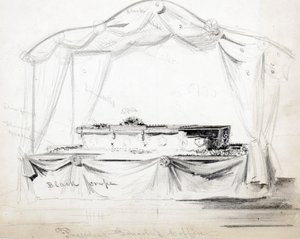 1865年4月，华盛顿特区白宫总统亚伯拉罕·林肯·科芬总统（铅笔，水墨在纸上） 作者 美国学校