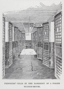 警察局地下室的囚室（石版画） 作者 美国学校