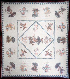 被子Broderie Perse，c.1800（在被子上使用印花棉布） 作者 美国学校