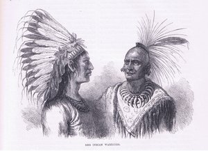 红印地安战士，插图来自Cassell的《美国历史》，由Petter & Galpin出版，约1890年（平板）。 作者 美国学校
