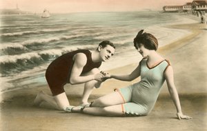 海滩上的浪漫维多利亚夫妇 作者 美国学校