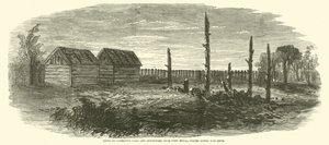 1865年4月，在皇家港附近的Garretts谷仓和外屋的废墟，Booth被射击