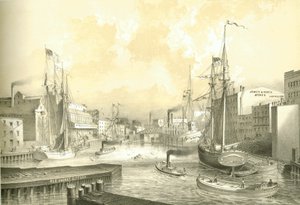 拉什街大桥，来自State Street的视图，来自芝加哥画报，由James W. Sheahan撰写的文学描述，由芝加哥Jevne＆Almini出版，1866-67 作者 美国学校