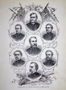 联邦军队著名骑兵指挥官的七幅画像（石印）。 作者 美国学校