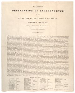 德克萨斯独立宣言：由贝克和博登斯于1836年3月2日印制的一致宣言 作者 美国学校