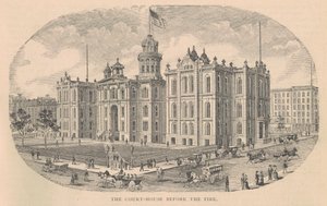 火灾前的法院大楼，由纽约Moss Engraving公司印制，插图来自芝加哥历史卷。 2由Alfred Theodore Andreas出版，1885年出版 作者 美国学校
