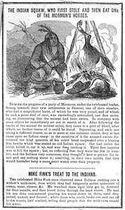 第一次偷走然后吃摩门教马的印第安人Squaw，来自克罗克茨年历，1852年 作者 美国学校