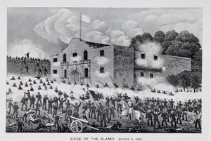 1836年3月6日的阿拉莫围攻，来自德克萨斯州，1897年的德克萨斯历史缩影，作者：威廉·H·布鲁克 作者 美国学校