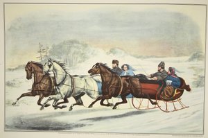 雪橇比赛，酒吧。 1859年，Currier＆Ives 作者 美国学校