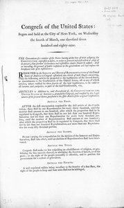 美国权利法案，1789年完成（印刷版） 作者 美国学校