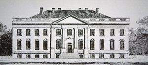 1807年的白宫（雕刻）。 作者 美国学校