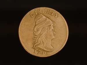 头巾四分之一鹰，1796（金属） 作者 美国学校