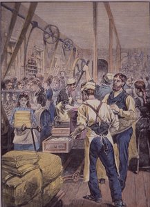 美国纺织业，北方的纺织厂，约1870年（彩色雕刻）。 作者 美国学校