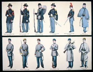 联盟和同盟军制服（彩色石版画） 作者 美国学校