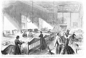 乔治城美国总医院的病人护士，来自Frank Leslies Illustrated Newspaper，1861年7月6日 作者 美国学校