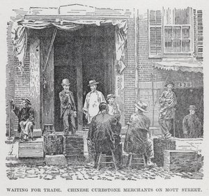 Waiting for Trade, Chinese Curbstone Merchants on Mott Street (litho) 作者 美国学校
