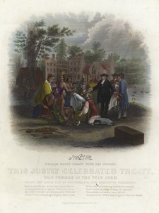 William Penns与印第安人的条约（彩色雕刻） 作者 美国学校