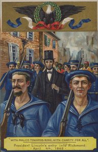 对恶无恶意;为所有人提供慈善机构。林肯总统于1865年4月4日进入里士满 作者 美国学校