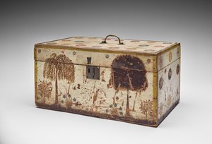 约1830-40的工作箱（不明木材，金属，天鹅绒，油漆和棉絮） 作者 美国学校