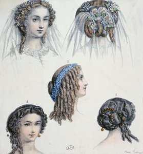 新娘和其他人的发型，c.1853 作者 阿奈斯·图杜兹（Anais Toudouze）