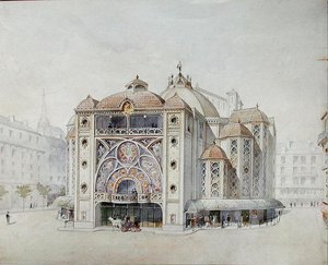 理想剧院的设计》（纸上水彩画） 作者 阿纳托莱·德·鲍多