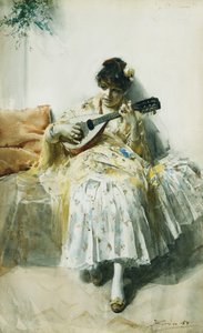 1884年，一位西班牙女孩演奏曼陀林 作者 伦纳德·佐恩与众不同