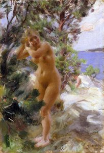 Apres le bain - 浴后 - Zorn, Anders Leonard (1860-1920) - 1895 - 布面油画 - 53,5x36,5 - Nationalmuseum Stockholm 作者 伦纳德·佐恩与众不同