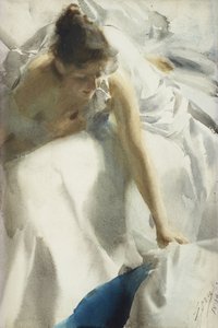 "" Reveil, boulevard Clichy, Paris "" (Awakening, Boulevard Clichy) 被忽视的年轻女孩 - Anders Leonard Zorn (1860-1920) 1892 年私人收藏的水彩画 作者 伦纳德·佐恩与众不同
