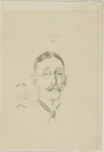 戴眼镜男子的头像及两幅素描画