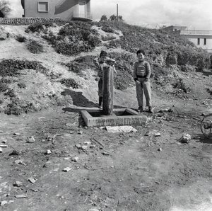 孩子们到村里的丰塔纳 作者 