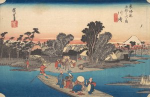 渡船渡过六国河，约1834年。, 约1834年。 作者 安藤广重