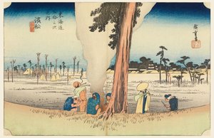 东海道五十三站》中的浜松，冬天 作者 Ando Hiroshige
