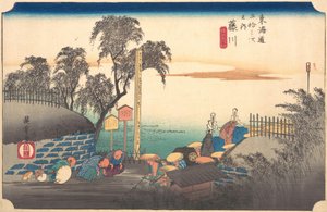 第三十八站：藤川，边境的风景，来自五十三站......，约1833-34。 作者 安藤广重