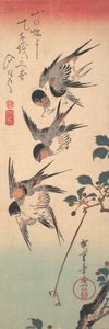 燕子和发芽的野樱桃，约1835年，约1835年。 作者 安藤广重