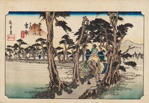 木版画--吉原秀夫，19世纪。 作者 安藤广重