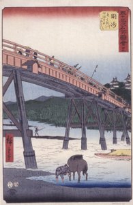 #39 冈崎 - 来自“东海道的景色，从东京到京都的国道”（彩色木版画） 作者 安藤或歌川广重