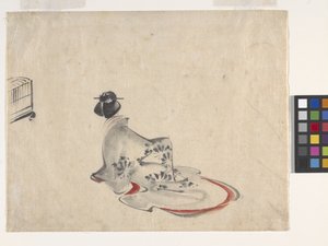 鞠躬的女人（纸上水墨和色彩） 作者 安藤或歌川广重