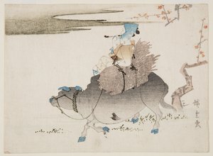 养牛人和一头牛（彩色木版画 作者 安藤或歌川广重