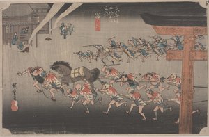 厚田神社的节日 作者 安藤或歌川广重