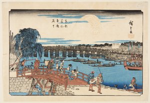 Ry?goku Bridge (Ry?goku hanabi) 烟花（彩色木版画） 作者 安藤或歌川广重
