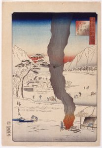 在信浓的诹访湖垂钓 作者 安藤或歌川广重