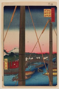 稻荷桥和港神社，铁炮洲 作者 安藤或歌川广重