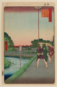 木之国山丘和赤坂龟池远景 作者 安藤或歌川广重