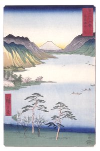 信浓诹访湖（信浓诹访之湖）（彩色木刻版画） 作者 安藤或歌川广重