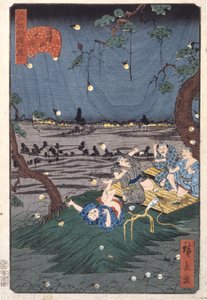 神山听蟋蟀（20）（神山 Mushikiki）（彩色木刻版画） 作者 安藤或歌川广重