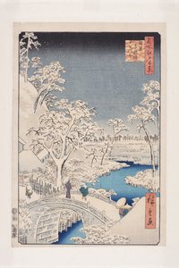 Meguro Drum Bridge and Sunset Hill (Meguro Taikobashi Y?hinooka)（彩色木版画） 作者 安藤或歌川广重