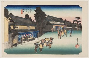 鸣海：Famo s Arimatsu Chie d Fabri c（鸣海、明佛有松 Shibori） 作者 安藤或歌川广重