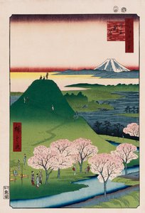 《江户名胜百景》系列中的“目黑新富士” 作者 安藤或歌川广重